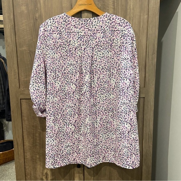 Lane Bryant 14/16 Popover Top Shirt roll tab sleeves notch neck - Picture 2 of 11